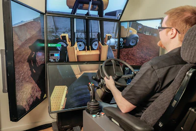 The Wheel Loader Training Module features progressive learning exercises — from beginner to advanced — designed to gradually build student skill and confidence.