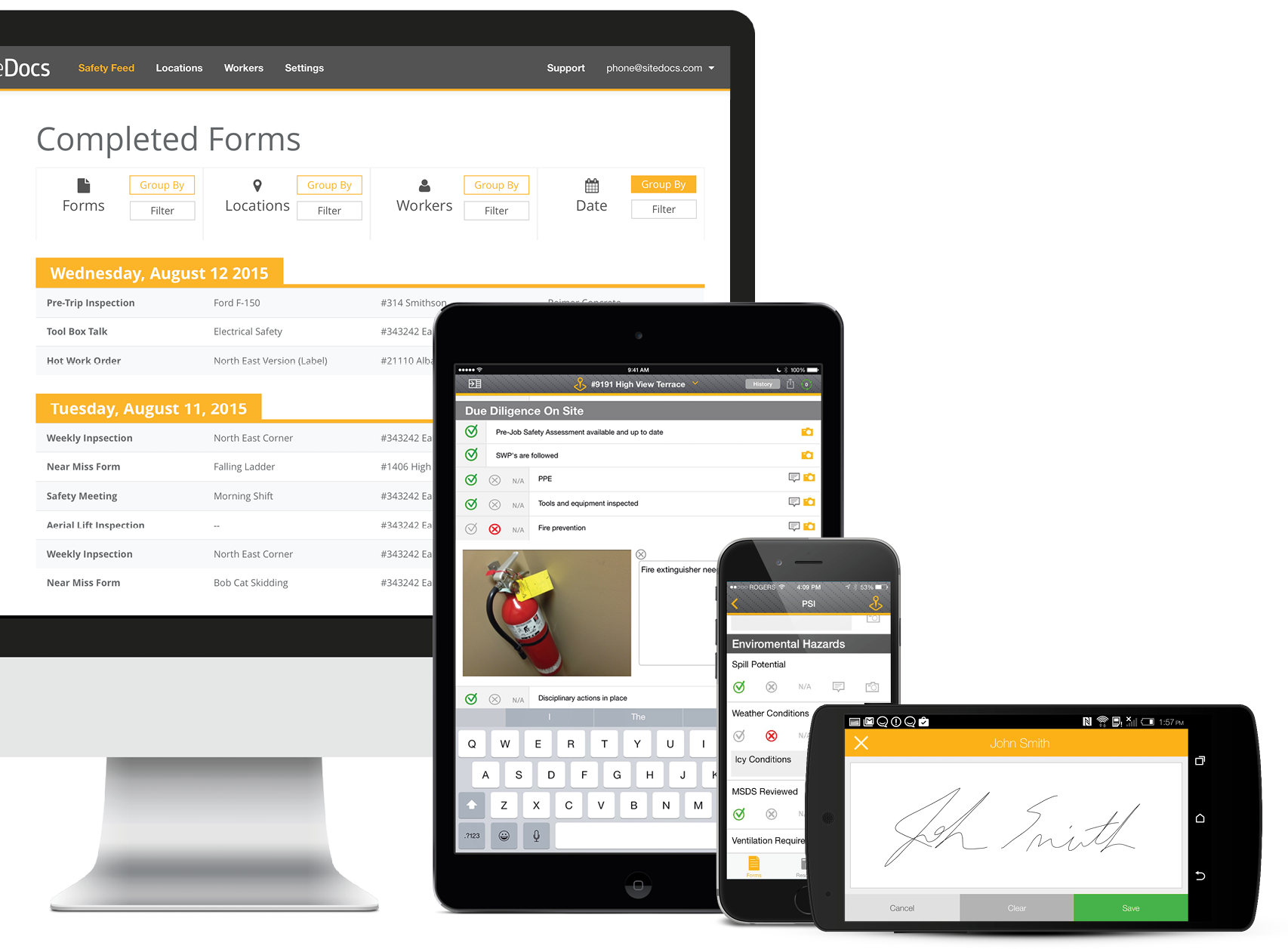 SiteDocs is a complete cloud-based Paperless safety management system that allows you to manage your entire safety program from mobile apps and the web.