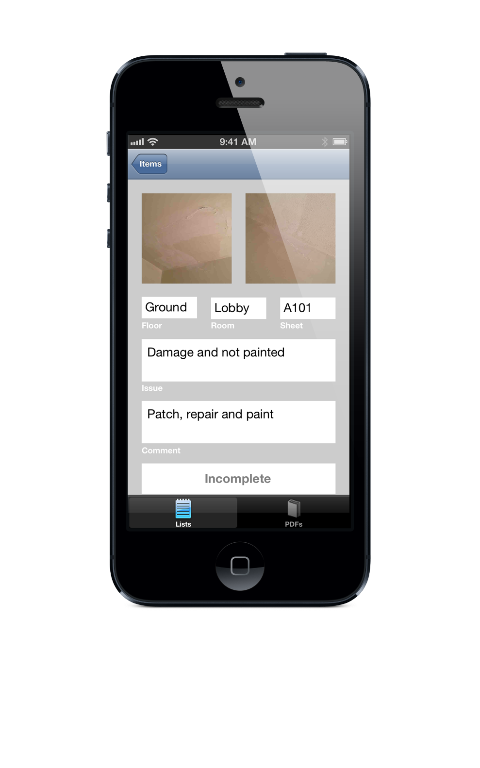 The PunchLists mobile app lets individuals create a punch list on an iPhone or iPod Touch by taking photos and notes within the app.