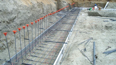 Figure 1: Complicated footing reinforcement showing standard hooks for vertical dowels.