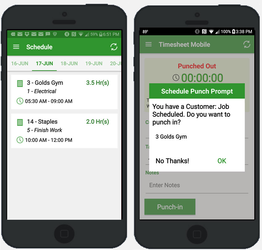 The Timesheet Mobile app offers a GPS-enabled time, attendance and scheduling solution to track employee hours worked, jog locations and capture task information to support invoicing, payroll processing and mobile workforce management.