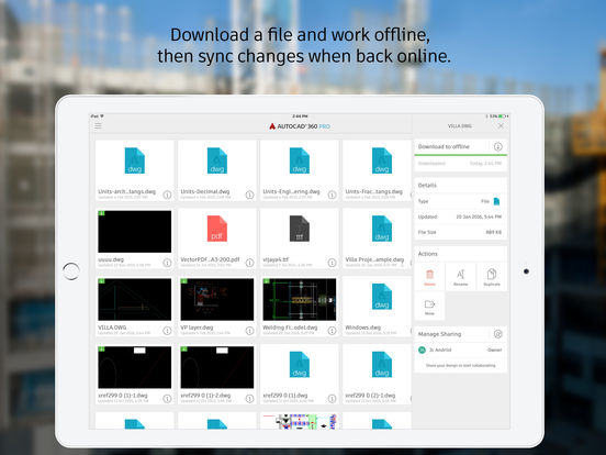 Mobile app users can work on the latest drawings while on the jobsite and access updates in real time.