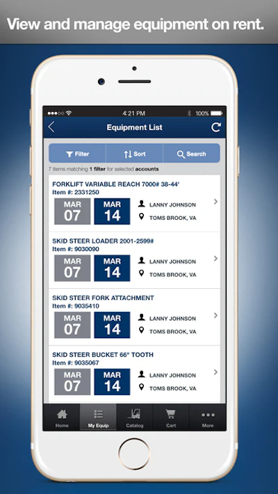Review equipment on rent, easily identify underutilized rental equipment and remove or extend rentals with UR Jobsite mobile app.