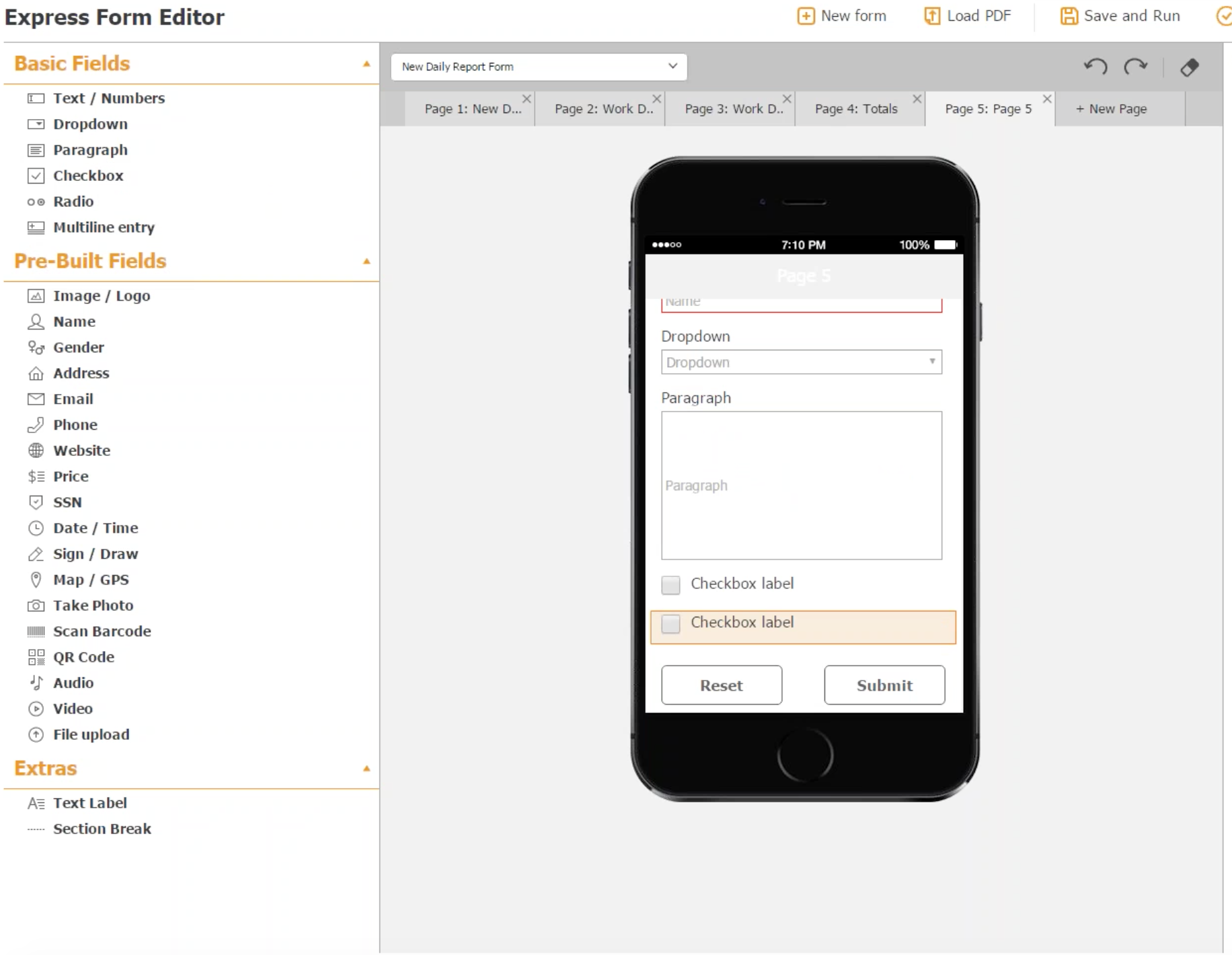 If you’re customizing a form-related app, users can choose from several pre-built form types to add to their app. You can further customize each of those form types using basic and pre-built form fields.