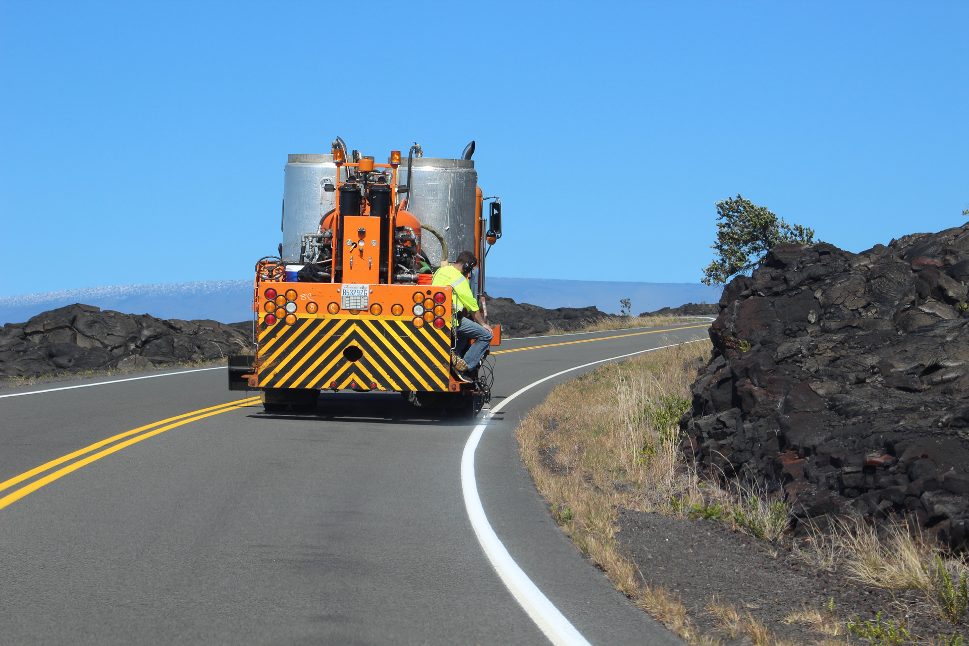 Restriping work in Hawai‘i Volcanoes National Park covered 66 miles of roads and 20 parking lots.