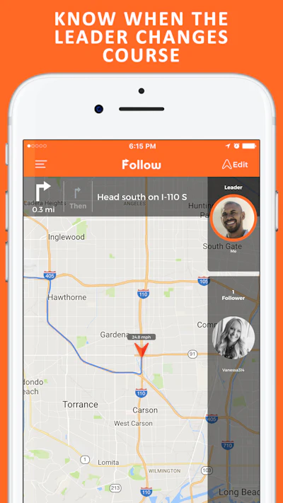 Follow is an app that creates a navigation system where point B is someone else's phone (the leader).