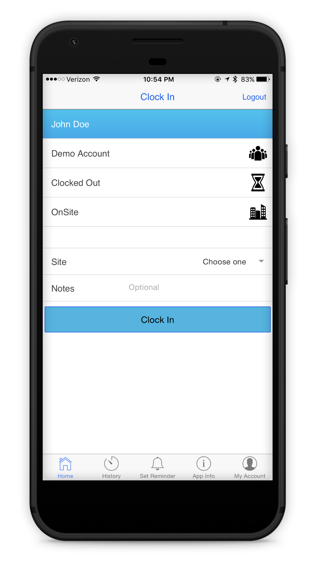 With Timeero, employees clock in and out and their GPS location and time is recorded.