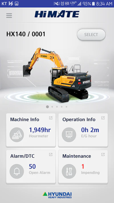 Hyundai Hi Mate Screen Shot With Excavator