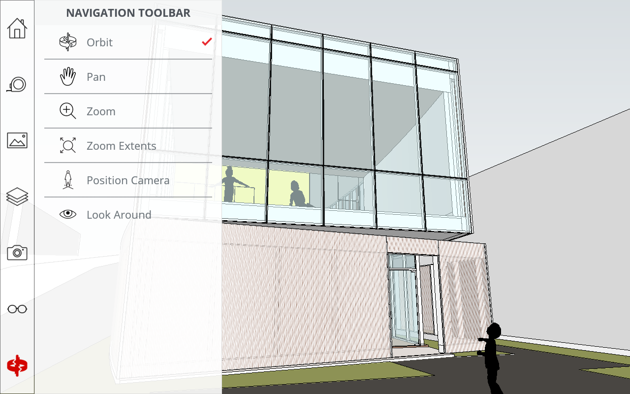 SketchUp Viewer features many navigation features.