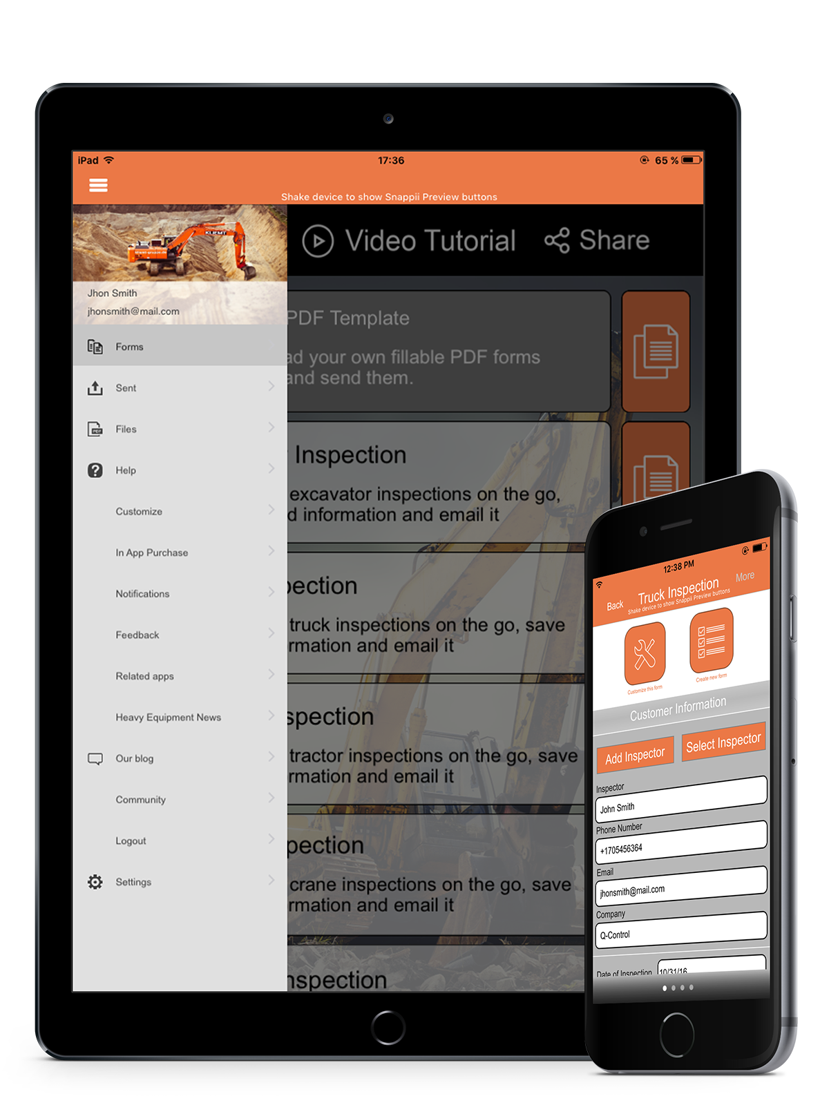 Snappii’s Heavy Equipment Inspection app instantly enables equipment inspections with any mobile device.