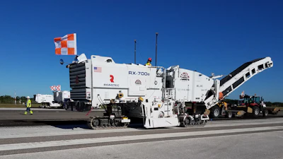 The total milling depth of the project was 4.25” and required a total of 400 machine hours to complete. Turtle milled the first layer of asphalt at 2.25” and then milled the second layer to final grade using a machine control GPS system.