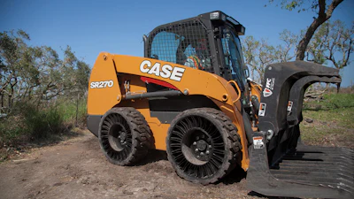 Case recently became the first skid-steer loader OEM to offer the Michelin X Tweel SSL All-terrain Airless radial tires as a factory-approved/supplied option on all skid-steer loader models. The airless radial tires perform just like a pneumatic tire, but without the risk of downtime from penetrations and impact damage.