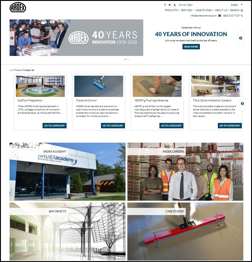 New Ardex Website Homepage