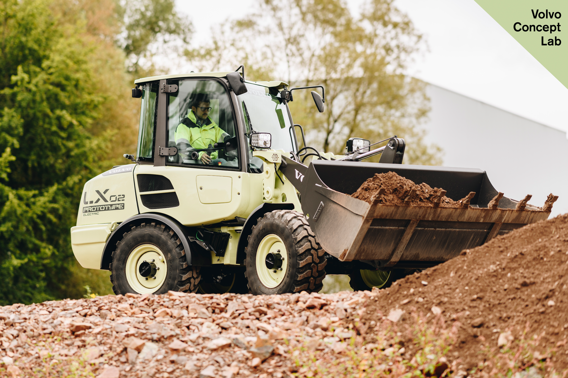 The LX2 electric compact wheel loader, Volvo’s second-generation prototype, was shown at the Volvo Group Innovation Summit in 2018.