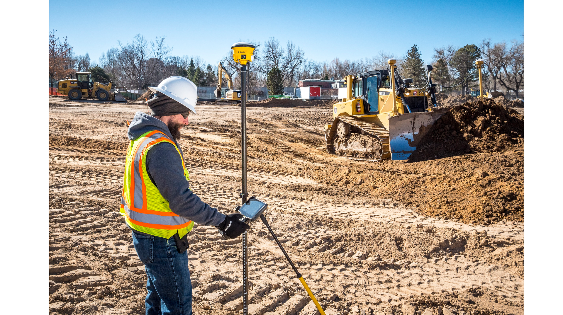 Trimble’s SPS986 GNSS Smart Antenna can function as either a rover or base station. Rovers are common where machines are using GPS-assisted grade control, but their speed and accuracy in measuring site features makes them valuable even without grade automation on site.