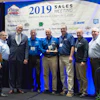 From left, Bill Mabeus, Fishman, executive vice president; Jeff Johnson, MAPEI business manager, FCIS); Allen Janofsky, MAPEI sales representative; Vince Linton, MAPEI sales representative; David Kocienda, MAPEI sales representative; Lee Tindall, MAPEI business development leader; and Bob Wagner, Fishman president and CEO.