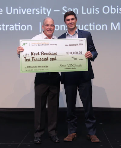 Kent Beecham 2018 Grand Prize Check