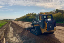 For the project, Warman Excavating used its Komatsu D-65EX crawler dozer and a John Deere 329 compact track loader (SSL), both equipped with Topcon 3D-MC2 machine control, acquired from Brandt Tractor.
