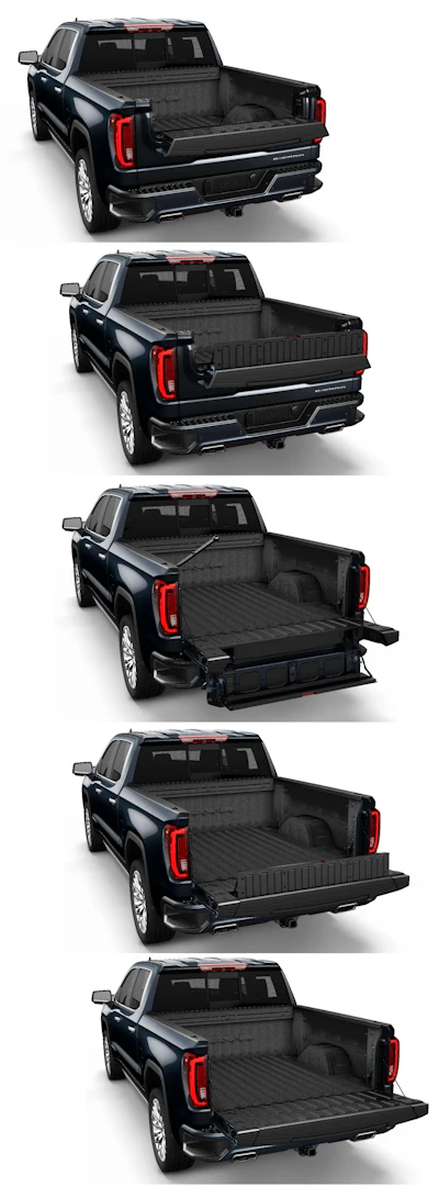 The many tailgates of GMC Tailgate Pro (shown on a 2019 Sierra).