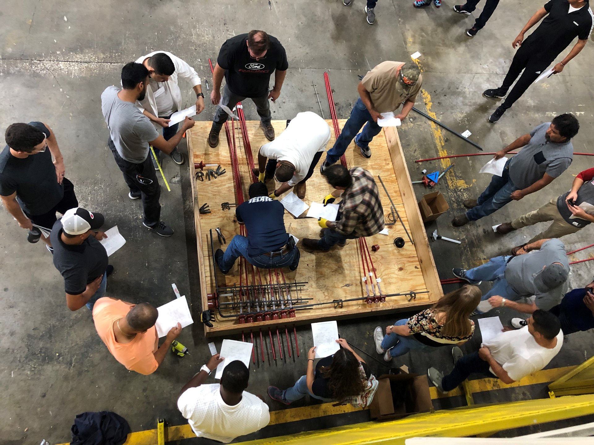A demonstration of maintenance, repair, rehabilitation, and strengthening of a structure.