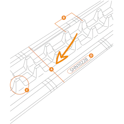 Use this diagram and the four steps in the article to help find the correct measurements for ordering tracks.