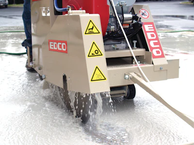 When wet cutting with diamond blades, make sure you have ample water on the blade for dust suppression to prevent hazardous silica dust from becoming airborne.