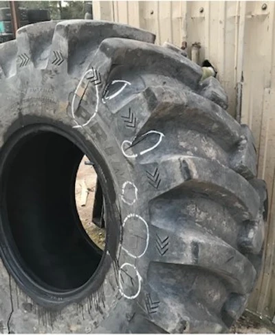 Radial cracking in the upper sidewall due to underinflation.