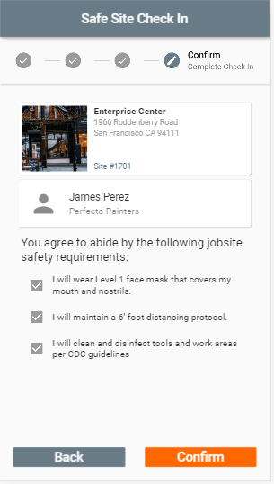 Safe Site Checkin Confirm