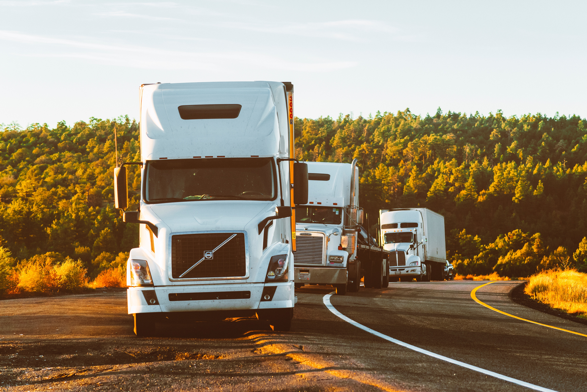 White Volvo Semi Truck On Side Of Road 2199293 (1)