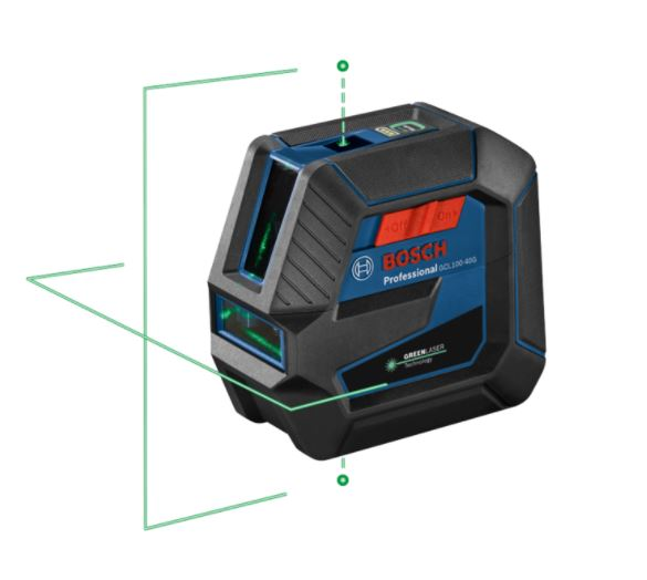 Bosch GCL100-40G Green-Beam Self-Leveling Cross-Line Laser with Plumb Points