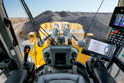 The John Deere wheel loader payload weighing system can be within 2% accuracy if calibrated properly. Additionally, the John Deere system offers data tracking with totals by operator, customer and material type that can be offloaded to a USB drive or transmitted through the JDLink telematics system to be used in other software.