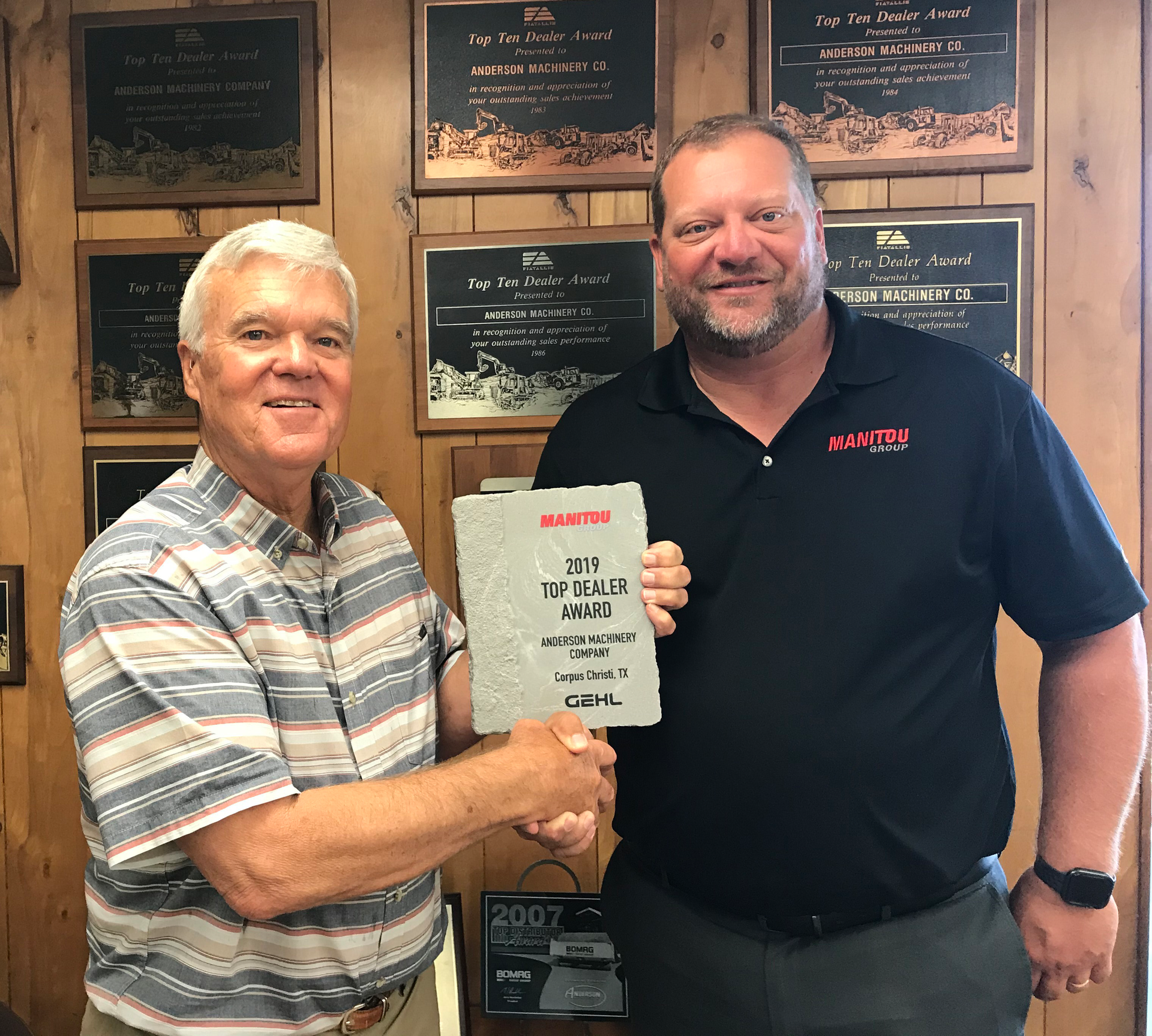 Left: Jim Anderson, owner of Anderson Machinery Company Right: Chris Shoots, Manitou group regional sales manager