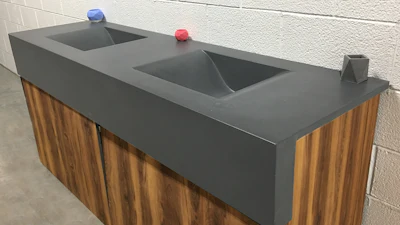 A vanity made with GFRC.