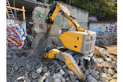 With the Brokk machine Jamba Construction demolished 1,200 cubic yards of concrete and lava, completing 60% of the overall demolition.