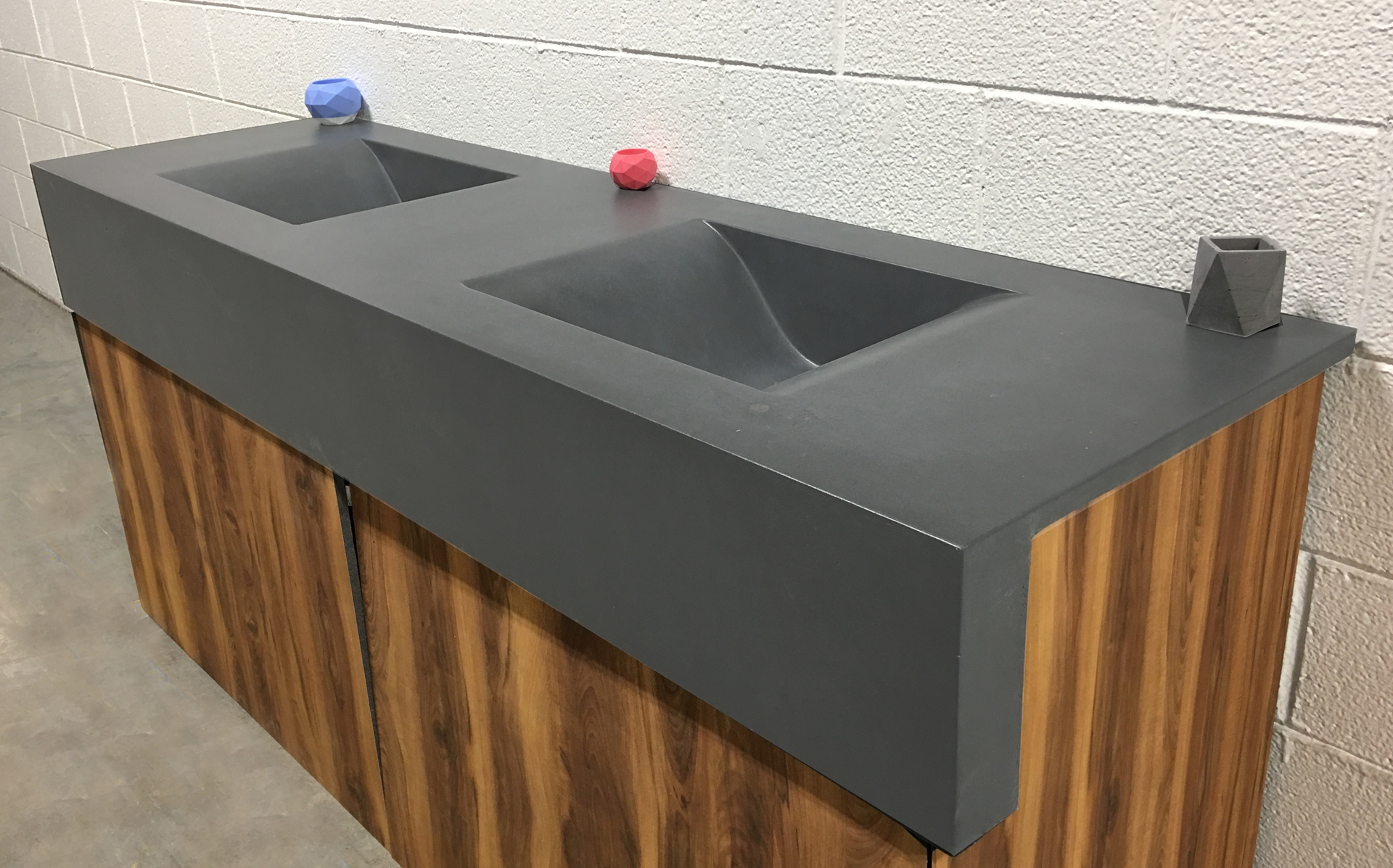 A vanity made with GFRC.