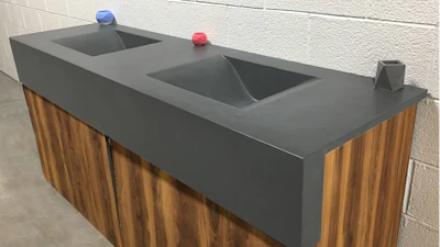 A vanity made with GFRC.