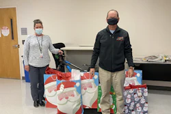Erick Finley, owner of Finley Asphalt & Concrete donates presents to Prince William County Department of Social Services. These gifts benefit children who are in their foster care program.