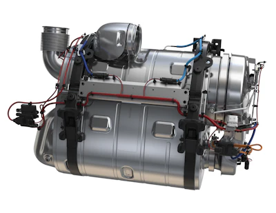 The Mack ClearTech One aftertreatment system saves about 11 in. of frame rail space while reducing weight by about 17 lbs. compared with the previous two-unit system.