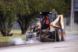 Cold planer attachments enable a skid steer to cut and mill both concrete and asphalt in controlled increments.