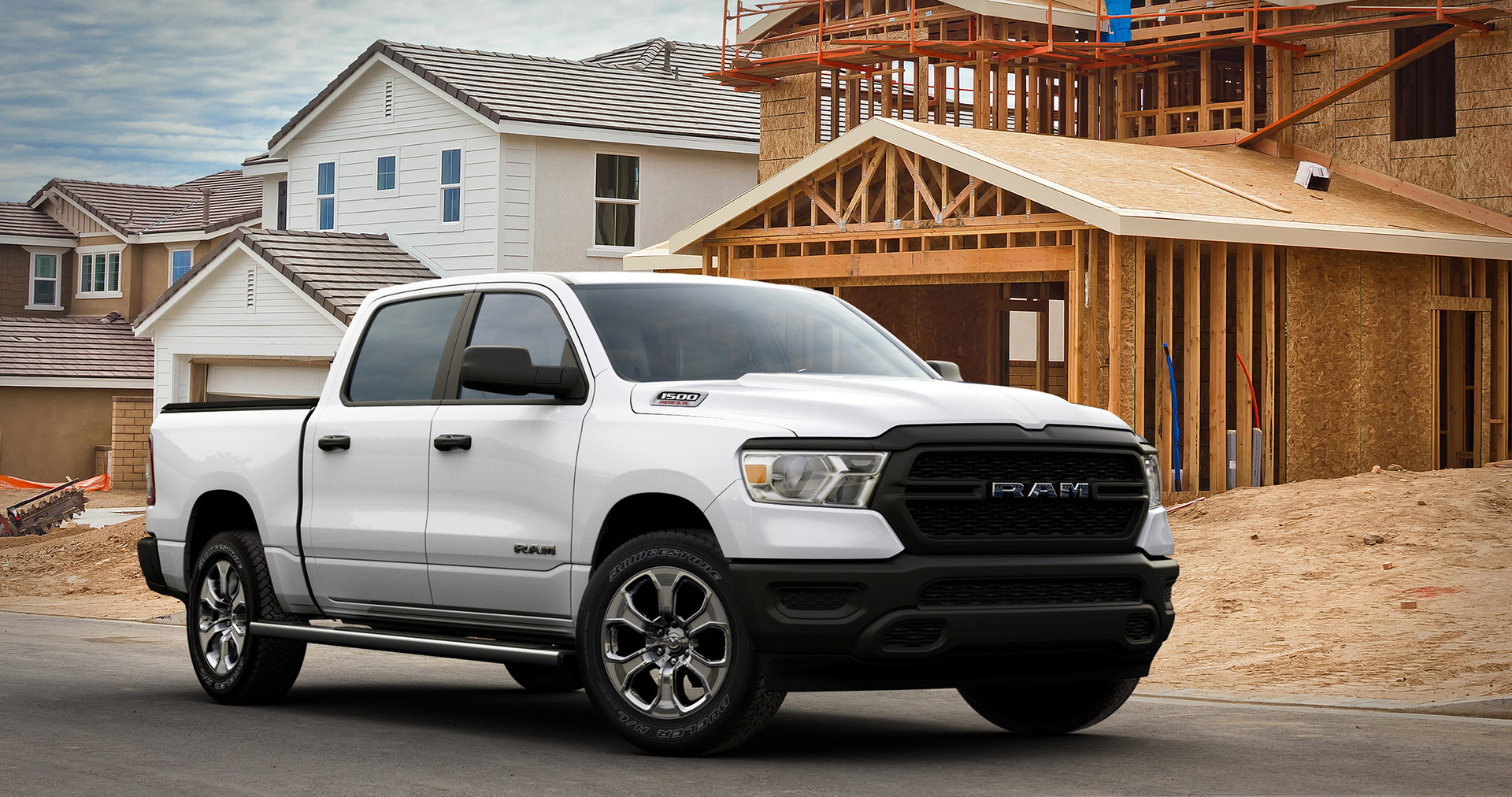 The Ram 1500 Tradesman HFE EcoDiesel is available on crew cab four-door models with a 5-ft. 7-in. bed and 20-in. aluminum wheels.