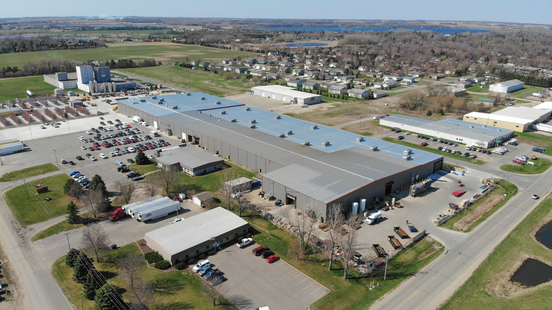 Aerial view of Doosan Bobcat Litchfield, MN, manufacturing facility expansion