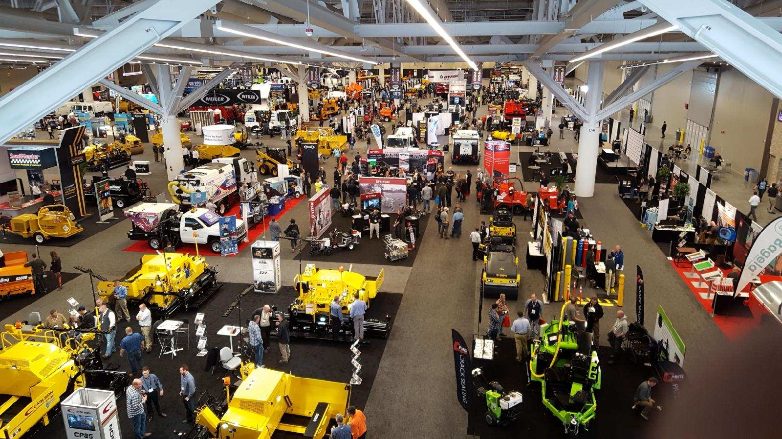 On the show floor in 2018, National Pavement Expo attendees are eager to network and visit.