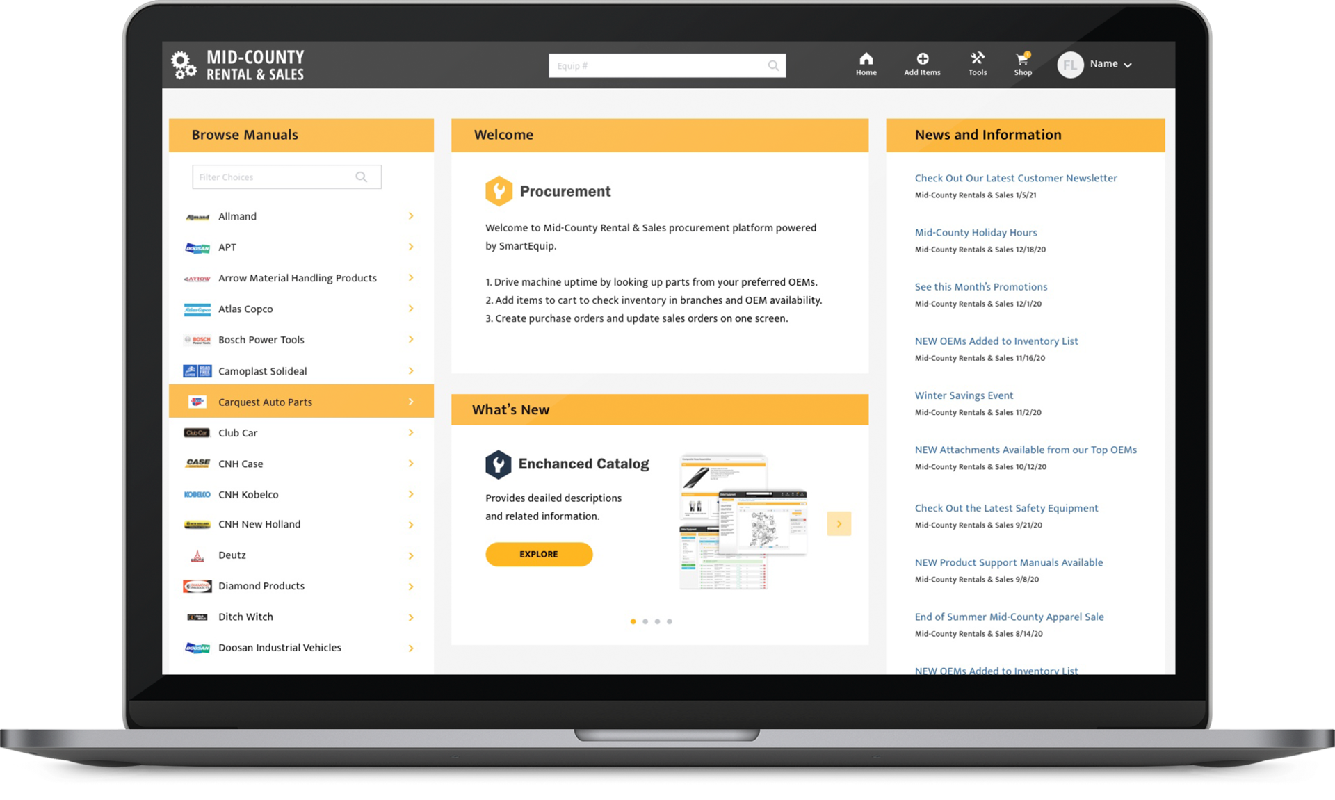 Smart Equip E Commerce Store’s Multi Brand Platform