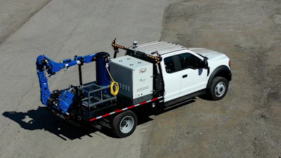 Stella, the robot painting truck, demonstrates a safer and more efficient way to paint street symbols.