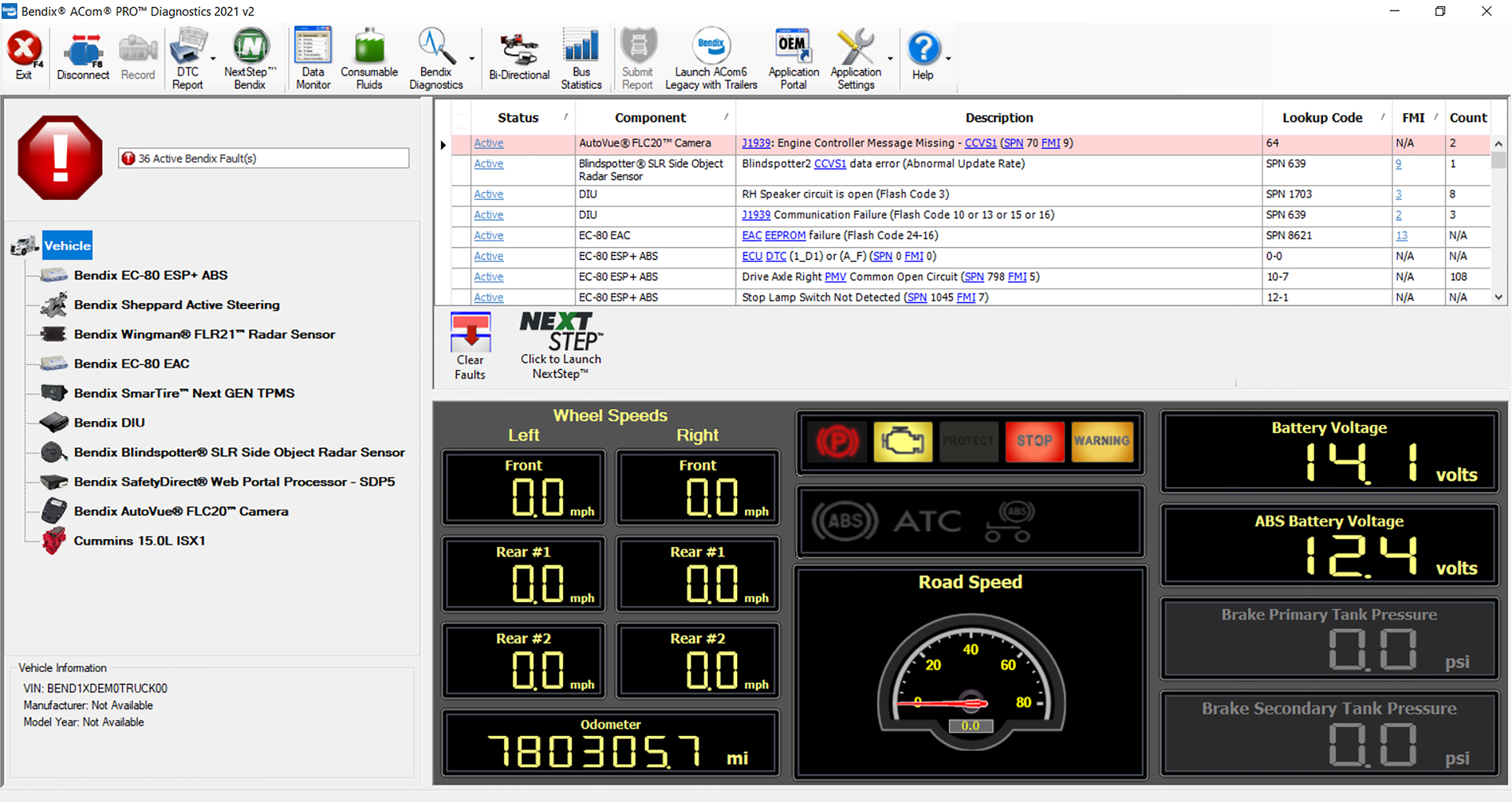 Bendix A Com Pro Main Screen
