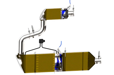 A schematic overview of an aftertreatment system which features close-coupled, dual-dosing which will be beneficial for meeting future emissions regulations.