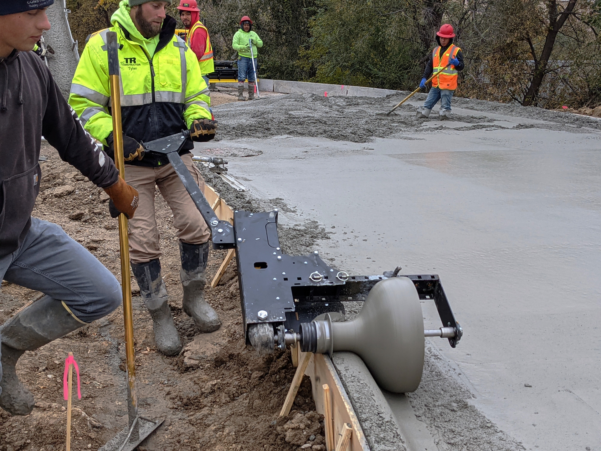 Curb Roller Manufacturing’s newest product, the Badger Curb Maker (pictured), is capable of shaping a curb head up to 6-in. high and 18-in. wide for monolithic pours.