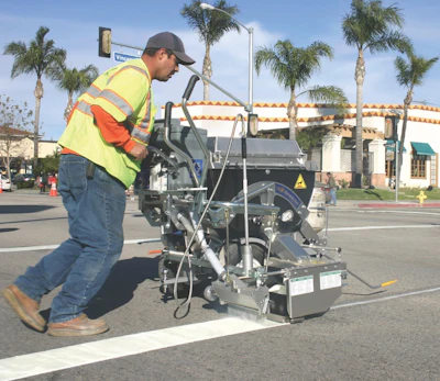 Thermoplastic paint dries quickly and can be walked on or drinen on shortly after application.