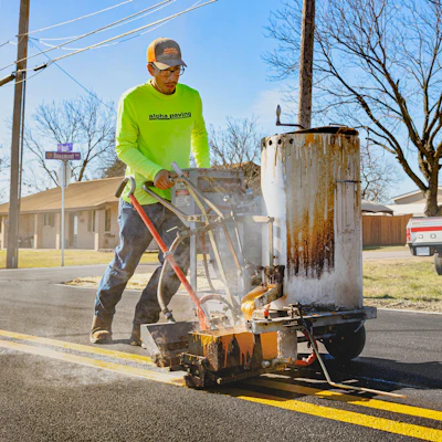 Thermoplastic pavement markings are used as paint, also known as hot melt marking paint.