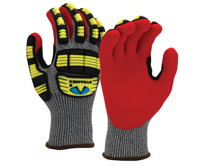 Pyramex Impact Resistant Gloves Gray Red